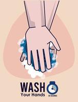 Lavez-vous les mains affiche de campagne avec du savon vecteur