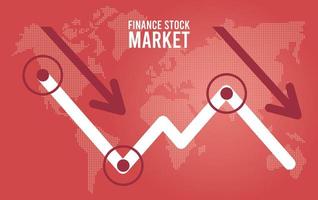 infographie de la récession économique avec des flèches et des cartes de la terre vecteur