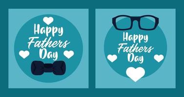 carte de fête des pères heureux avec des lunettes vecteur