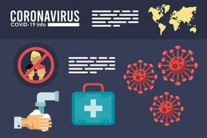 infographie du virus corona avec la planète terre vecteur