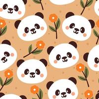 sans couture modèle dessin animé Panda et fleur. mignonne animal fond d'écran pour textile, cadeau emballage papier vecteur