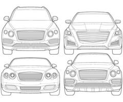 ensemble de voiture isolé illustration, vecteur ligne art, transport vecteur empaqueter, des sports voiture, moderne voiture, voiture concept, ligne vecteur.