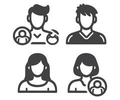 avatar profil icône ensemble comprenant Masculin et femelle .avatar Icônes. granit série. Facile glyphe style Icônes ensemble. vecteur