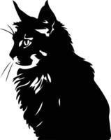 Maine nègre chat noir silhouette vecteur