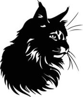 Maine nègre chat silhouette portrait vecteur