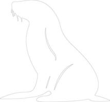 Lion de mer contour silhouette vecteur