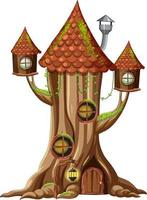 maison d'arbre fantastique à l'intérieur du tronc d'arbre vecteur