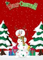 modèle d'affiche de joyeux noël avec un bonhomme de neige mignon vecteur