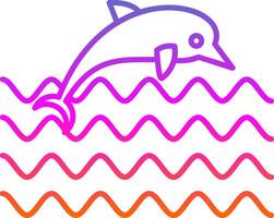icône de dégradé de ligne de dauphin vecteur