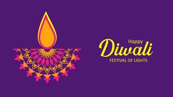 carte de voeux diwali avec lampe à huile créative diya vecteur