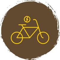 électrique vélo ligne cercle Jaune icône vecteur