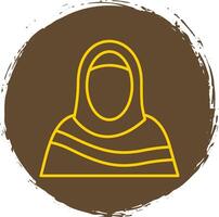 musulman femme ligne cercle Jaune icône vecteur