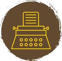machine à écrire ligne cercle Jaune icône vecteur