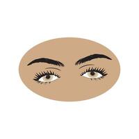 femelle yeux icône avec œil sourcils. illustration de femme sexy luxueux œil avec à la perfection en forme de les sourcils et plein cils. vecteur