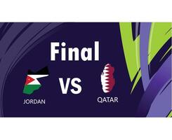 jordanie et Qatar rencontre final carte drapeaux asiatique nations 2023 emblèmes équipes des pays asiatique Football symbole logo conception vecteur illustration