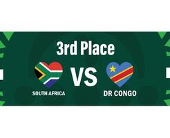 Sud Afrique et dr Congo 3e endroit rencontre drapeaux cœur africain nations 2023 emblèmes équipes des pays africain Football symbole logo conception vecteur illustration