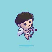 mignonne Cupidon avec l'amour La Flèche dessin animé vecteur illustration Valentin concept icône isolé