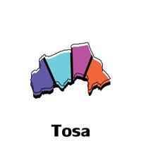 vecteur carte de tosa ville coloré illustration modèle conception sur blanc Contexte