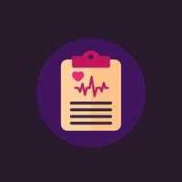 cardiogramme, ecg rapport vecteur plat icône