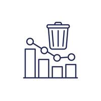 réduire déchets ligne icône avec une graphique et poubelle poubelle vecteur