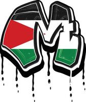 Palestine drapeau graffiti m égouttage vecteur modèle