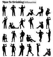 collection de vecteur silhouettes de Hommes en buvant.