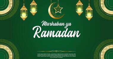 vecteur vert luxe Ramadan kareem bannière modèle