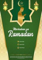 vecteur vert luxe Ramadan kareem affiche modèle