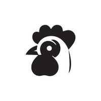 Facile noir poulet tête logo, poulet icône vecteur
