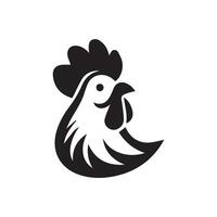 Facile noir poulet tête logo, poulet icône vecteur