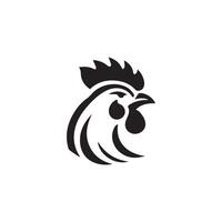 Facile noir poulet tête logo, poulet icône vecteur