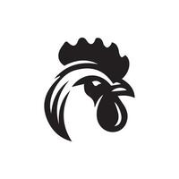 Facile noir poulet tête logo, poulet icône vecteur