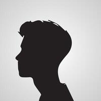 Jeune Hommes profil silhouettes. vecteur têtes, homme foncé esquisser des portraits, Humain adolescent la personne visage profils
