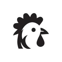 Facile noir poulet tête logo, poulet icône vecteur