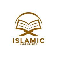logo d'apprentissage musulman de luxe, modèle de logo d'apprentissage de l'islam, illustration vectorielle vecteur