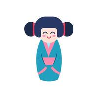 dessin animé Couleur Japonais jouet kokeshi poupée. vecteur