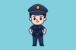 mignonne police dessin animé personnage illustration vecteur