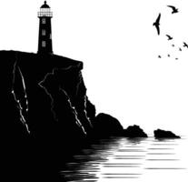 ai généré silhouette phare plein noir Couleur seulement vecteur