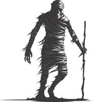 ai généré silhouette Momie en marchant le Egypte mythique créature noir Couleur seulement vecteur