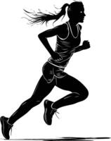 ai généré silhouette femme fonctionnement pour sport noir Couleur seulement vecteur