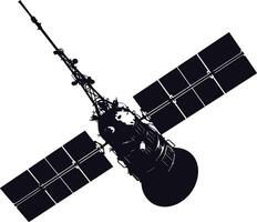 ai généré silhouette Satellite la communication dans espace noir Couleur seulement vecteur