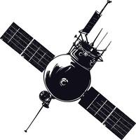 ai généré silhouette Satellite la communication dans espace noir Couleur seulement vecteur