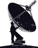 ai généré silhouette Satellite la communication dans espace noir Couleur seulement vecteur