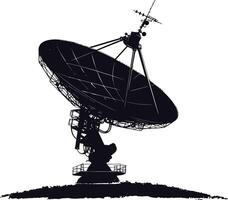 ai généré silhouette Satellite la communication dans espace noir Couleur seulement vecteur