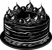 ai généré silhouette anniversaire gâteau noir Couleur seulement vecteur