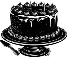 ai généré silhouette anniversaire gâteau noir Couleur seulement vecteur