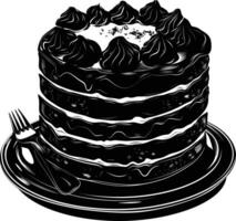 ai généré silhouette anniversaire gâteau noir Couleur seulement vecteur