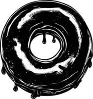 ai généré silhouette Donut noir Couleur seulement vecteur