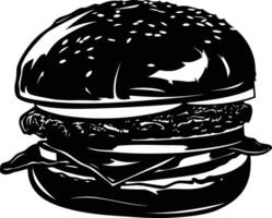ai généré silhouette Hamburger noir Couleur seulement vecteur