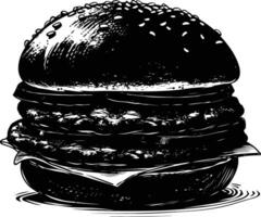 ai généré silhouette Hamburger noir Couleur seulement vecteur